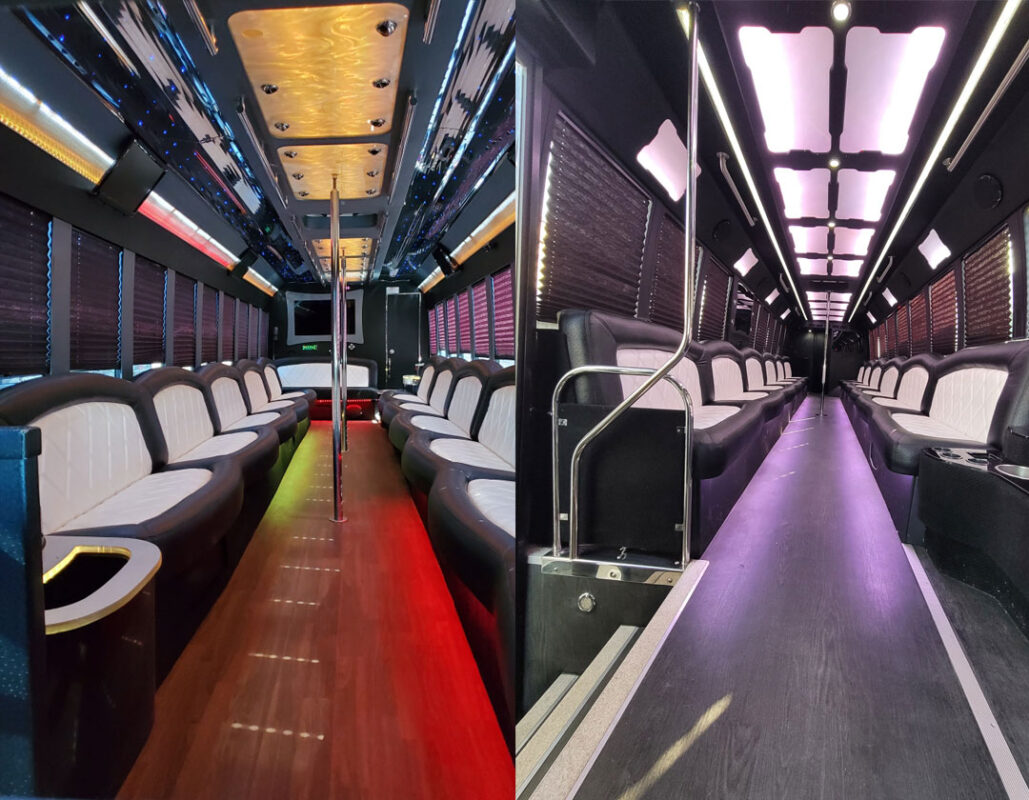 Limo Bus Now! - 30 Passenger Black Party Bus with Restroom- Interior