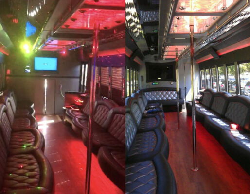 Limo Bus Now! - 40 Passenger Party Buses- Black and Silver - Interior