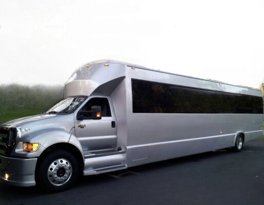 Limo Bus Now! - 40 Passenger Party Buses-Silver - Exterior